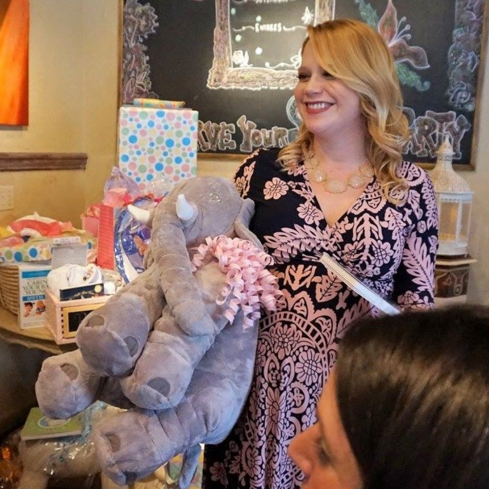 Navy Pink Printed Draped Maternity Maxi Dress (XL)